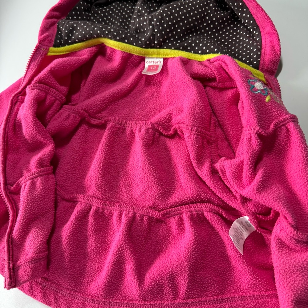 Baby Girl Lightweight Jacket and Fleece Size 12 Months Carter’s Fall Green Pink - Picture 15 of 16